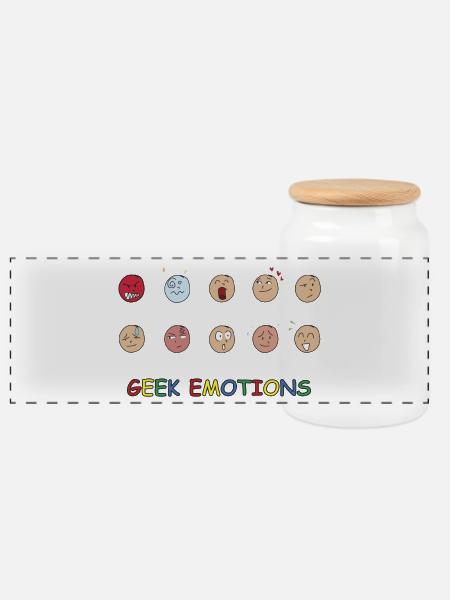 GEEK EMOTIONS - WEISSER TEXT - Panorama Keksdose mit Holzdeckel - Weiß