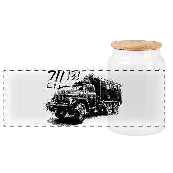 ZIL 131 - Panorama Keksdose mit Holzdeckel - Weiß - Vorne
