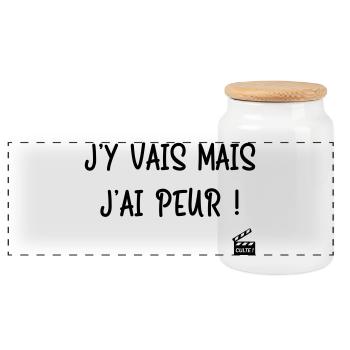 J'y vais mais j'ai peur ! Les Bronzés font du ski - Boîte à biscuits avec couvercle en bois - blanc - Devant