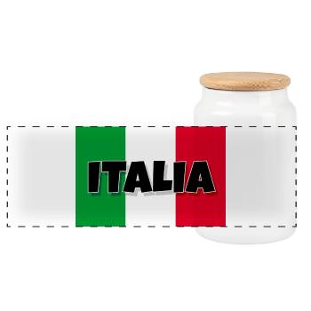 Italia - Flagge von Italien - Panorama Keksdose mit Holzdeckel - Weiß - Vorne