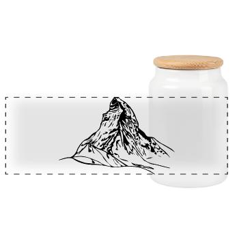 Matterhorn mountain, Alps, Switzerland Horn mountains - Panoramic Cookie Jar with Wooden Lid - white - Front