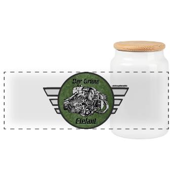 Zündapp KS 601 - Gruener Elefant - Panorama Keksdose mit Holzdeckel - Weiß - Vorne