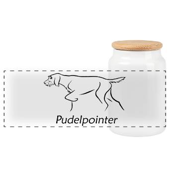 Poodle pointer - Panoramic Cookie Jar with Wooden Lid - white - Front