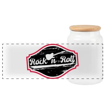 Rock n Roll Baby - Boîte à biscuits avec couvercle en bois - blanc - Devant