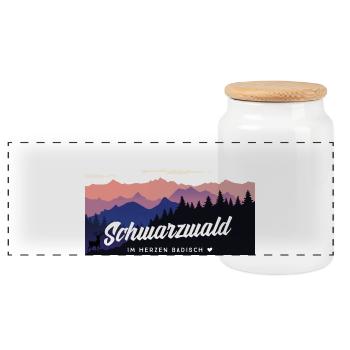 Schwarzwald - im Herzen Badisch - Panorama Keksdose mit Holzdeckel - Weiß - Vorne