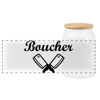 Boucher - Boîte à biscuits avec couvercle en bois - blanc - Devant