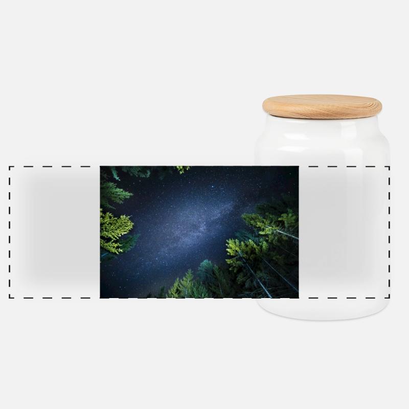 Kärnten bei Nacht - Panorama Keksdose mit Holzdeckel - Weiß