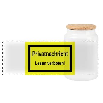 Lustiger Spruch - Panorama Keksdose mit Holzdeckel - Weiß - Vorne