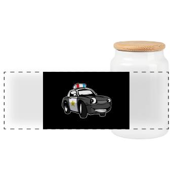 Polizei - Panorama Keksdose mit Holzdeckel - Weiß - Vorne