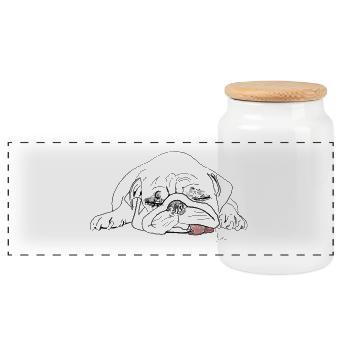 Pug - Panoramic Cookie Jar with Wooden Lid - white - Front