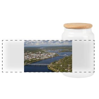 Rovaniemi - Panoramic Cookie Jar with Wooden Lid - white - Front
