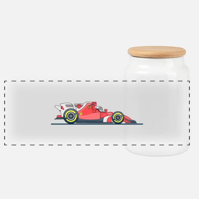 Racing car car racing - Panoramic Cookie Jar with Wooden Lid - white