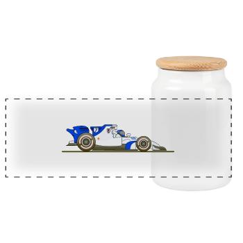 Car, Race, Race Car, Racing - Panoramic Cookie Jar with Wooden Lid - white - Front