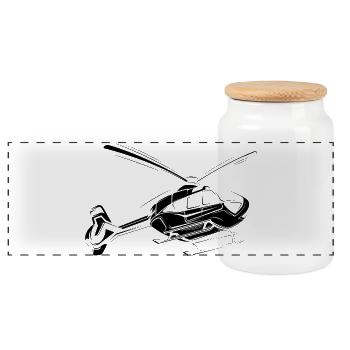 Héli Hélicoptère Flying Helicopter Symbole Icône - Boîte à biscuits avec couvercle en bois - blanc - Devant