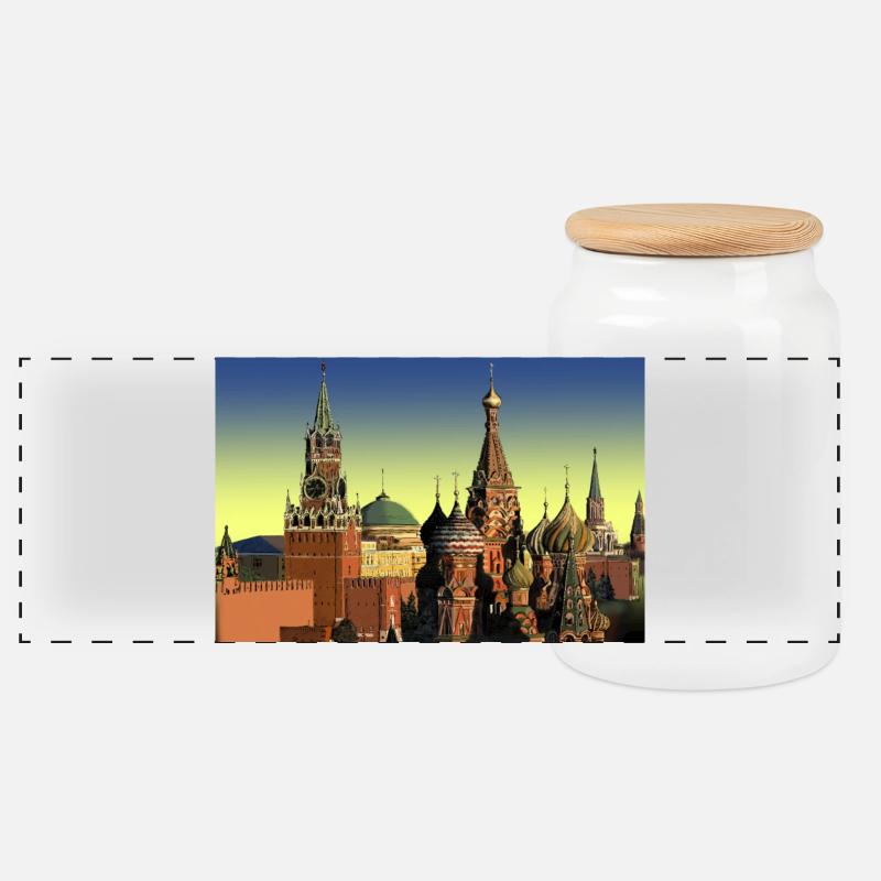 Moscou - Boîte à biscuits avec couvercle en bois - blanc
