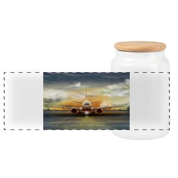 737 - Panorama Keksdose mit Holzdeckel - Weiß - Vorne
