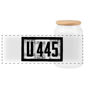 U-boat design with U 445 font - Panoramic Cookie Jar with Wooden Lid - white - Front
