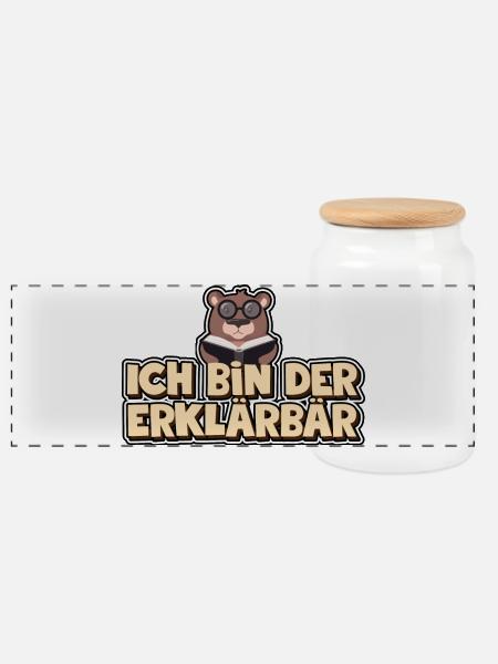 Ich bin der Erklärbär - Panorama Keksdose mit Holzdeckel - Weiß