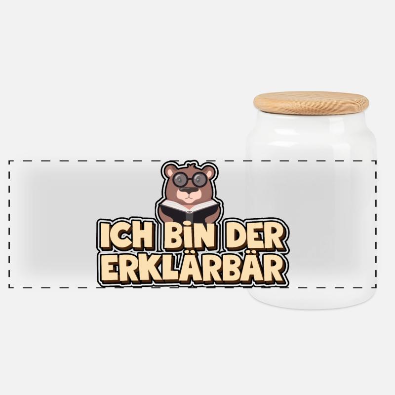 Ich bin der Erklärbär - Panorama Keksdose mit Holzdeckel - Weiß