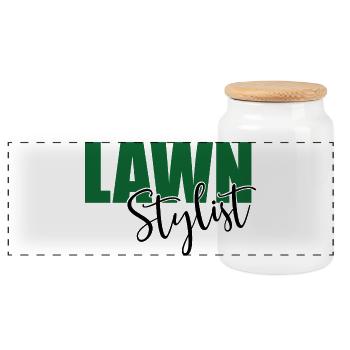 Mowing the lawn - Panoramic Cookie Jar with Wooden Lid - white - Front