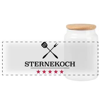Sternekoch - Panorama Keksdose mit Holzdeckel - Weiß - Vorne