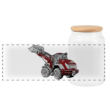 Industrie des excavatrices rouges - Boîte à biscuits avec couvercle en bois - blanc - Devant