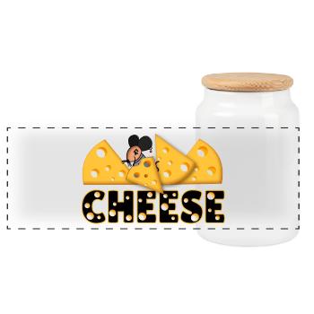 Fromage - Boîte à biscuits avec couvercle en bois - blanc - Devant