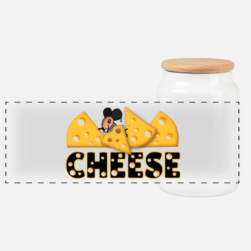 Fromage - Boîte à biscuits avec couvercle en bois - blanc