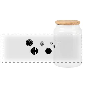 Splatter - Controller Muster für Gamer cool - Panorama Keksdose mit Holzdeckel - Weiß - Vorne