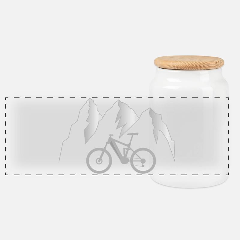 e VTT, Sentier alpin - Boîte à biscuits avec couvercle en bois - blanc