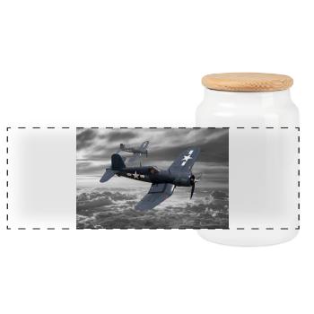 F4U Corsair - Boîte à biscuits avec couvercle en bois - blanc - Devant