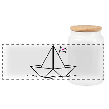 Paper Ship Paper Boat Boat Boat Lake Océan Mer - Boîte à biscuits avec couvercle en bois - blanc - Devant