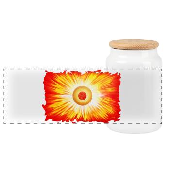 Creation Light of Courage - Sonja Ariel von Staden - Panoramic Cookie Jar with Wooden Lid - white - Front