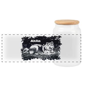 Akita - Panorama Keksdose mit Holzdeckel - Weiß - Vorne