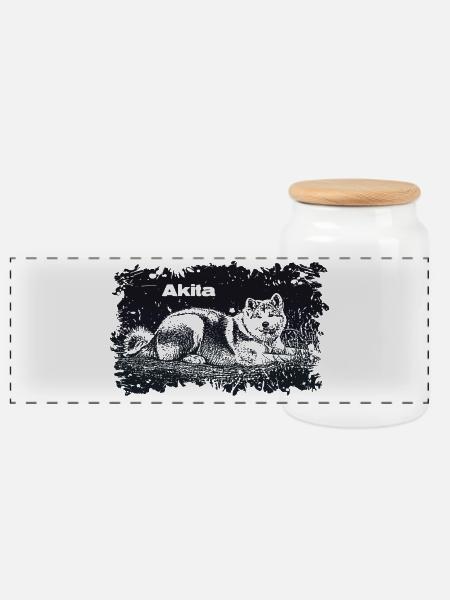 Akita - Panorama Keksdose mit Holzdeckel - Weiß