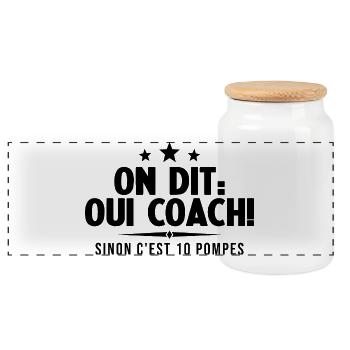 On Dit Ouii Coach Humour Coaching Sportif Cadeau - Boîte à biscuits avec couvercle en bois - blanc - Devant