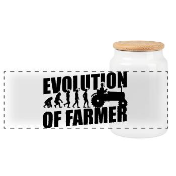Evolution de l'agriculteur Farmer Tractor - Boîte à biscuits avec couvercle en bois - blanc - Devant