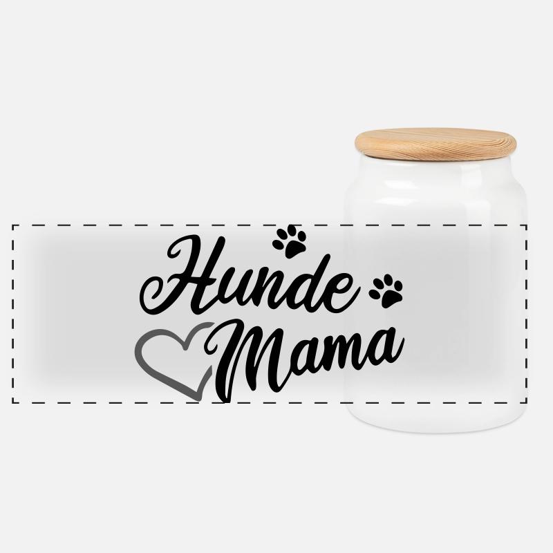 Hunde Mama - Panorama Keksdose mit Holzdeckel - Weiß