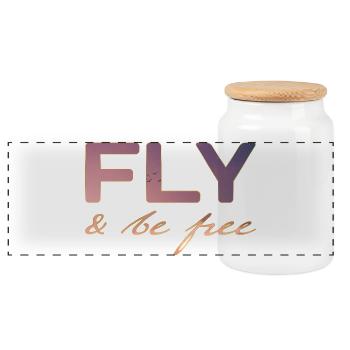 Fly and be FREE - Panoramic Cookie Jar with Wooden Lid - white - Front