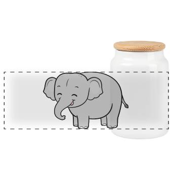 Éléphants éléphants - Boîte à biscuits avec couvercle en bois - blanc - Devant