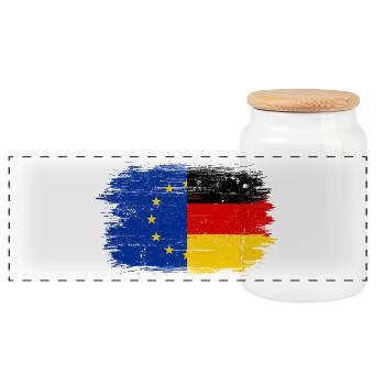 Flag Fusion EUGermany Brush - Panoramic Cookie Jar with Wooden Lid - white - Front