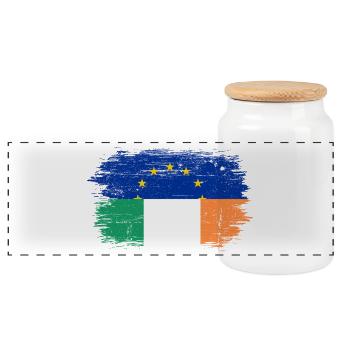 EU Italy Flag Fusion - Panoramic Cookie Jar with Wooden Lid - white - Front