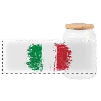 Drapeau italien coups de pinceau - Boîte à biscuits avec couvercle en bois - blanc - Devant