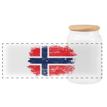 Norway Flag Brushstroke Cross - Panoramic Cookie Jar with Wooden Lid - white - Front