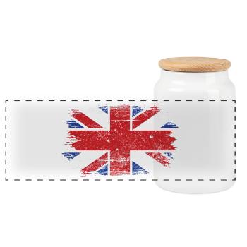 Pinselstrich Union Jack Flagge - Panorama Keksdose mit Holzdeckel - Weiß - Vorne