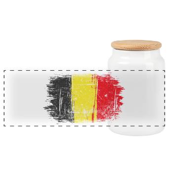 Brushstroke Belgian Flag - Panoramic Cookie Jar with Wooden Lid - white - Front