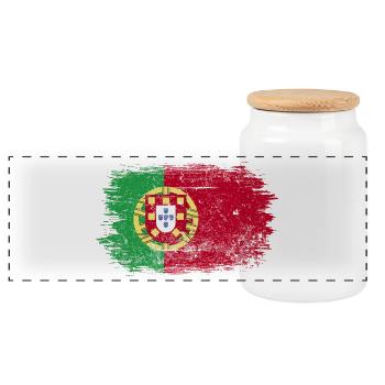 Portugiesische Flagge Pinselstrichkunst - Panorama Keksdose mit Holzdeckel - Weiß - Vorne