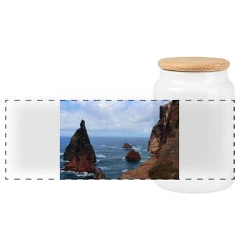 Madeira Portugal Poster - Panorama Keksdose mit Holzdeckel - Weiß - Vorne