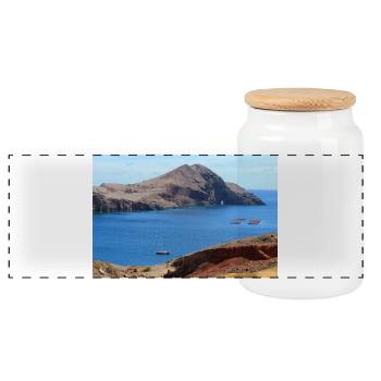 Madeira Portugal Poster - Panorama Keksdose mit Holzdeckel - Weiß - Vorne