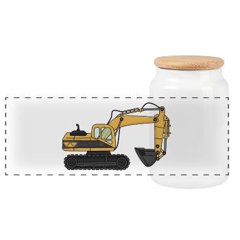 Excavatrice - Boîte à biscuits avec couvercle en bois - blanc - Devant
